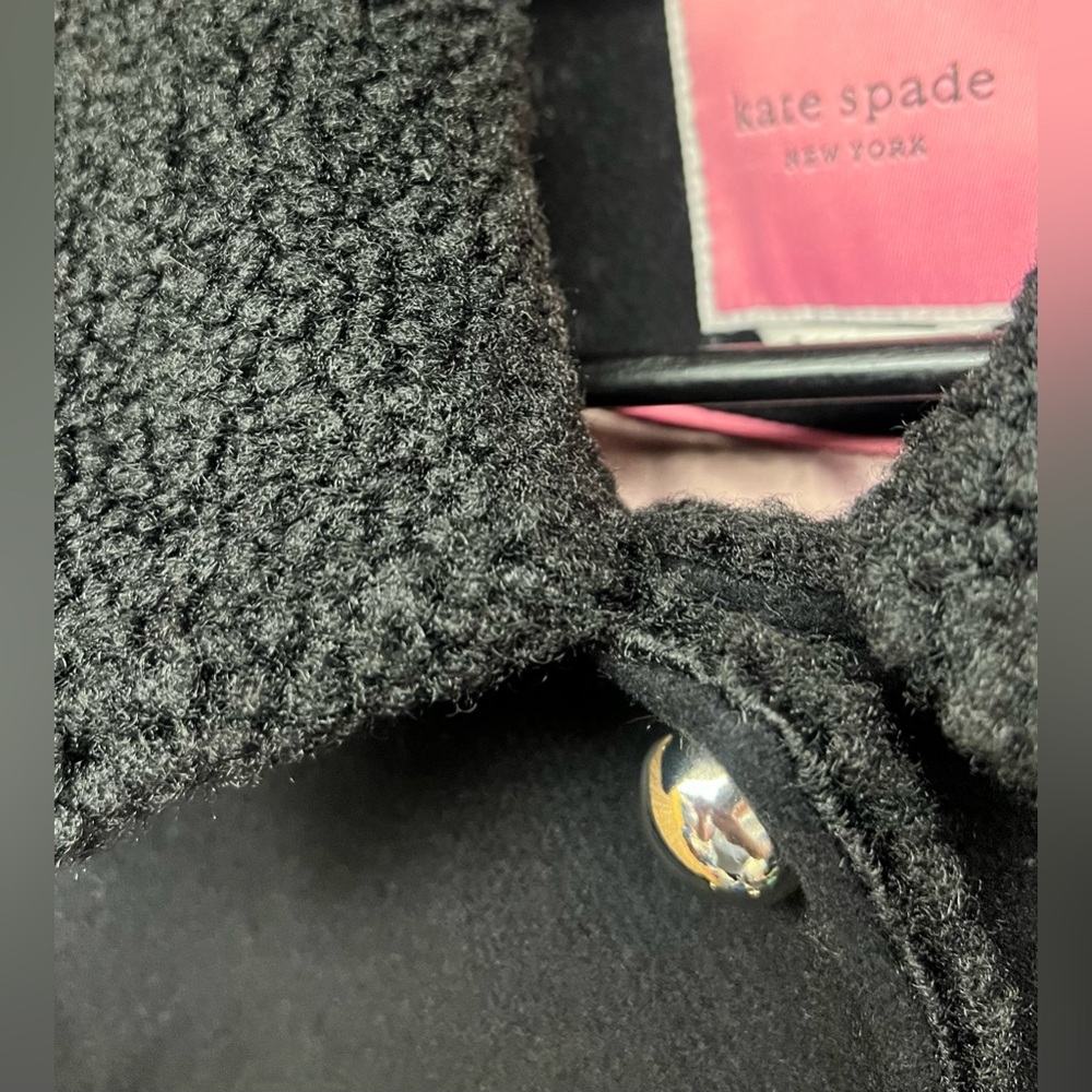 Kate Spade Black Pea Coat with Button Detail- contrasting collar, Women’s Medium - Picture 6 of 7
